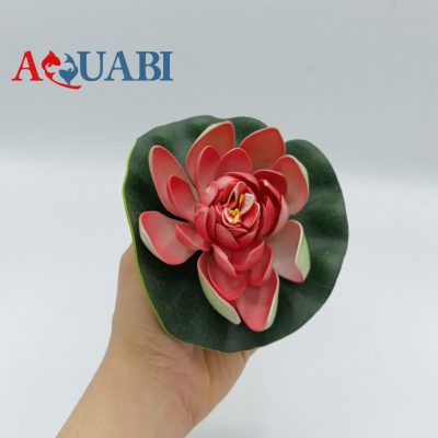 گیاه مصنوعی آکواریوم گل نیلوفر آبی رنگی سایز مقایسه ای