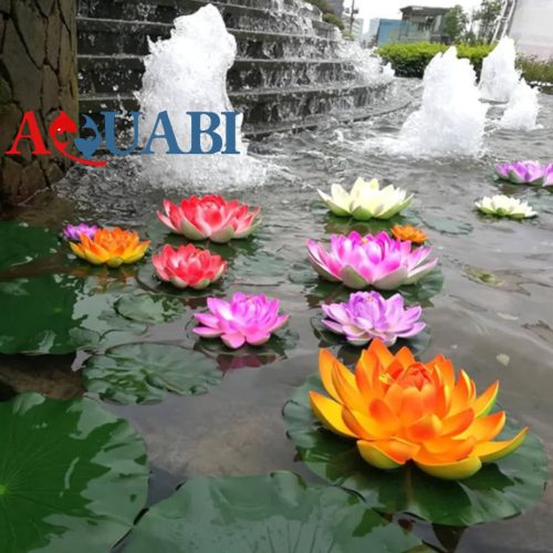 گیاه مصنوعی آکواریوم گل نیلوفر آبی رنگی در استخر